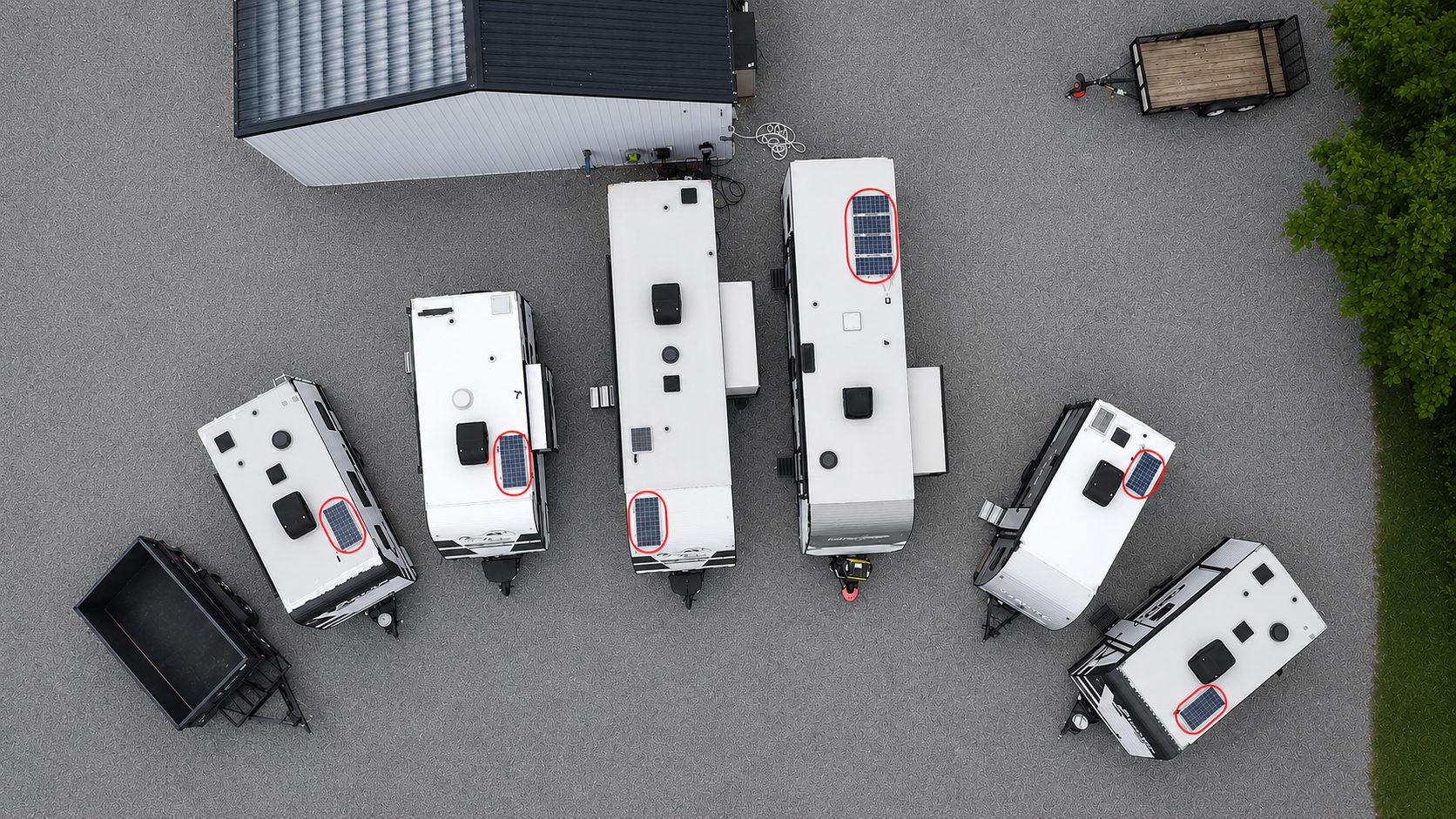 Campers with solar panels on the roof